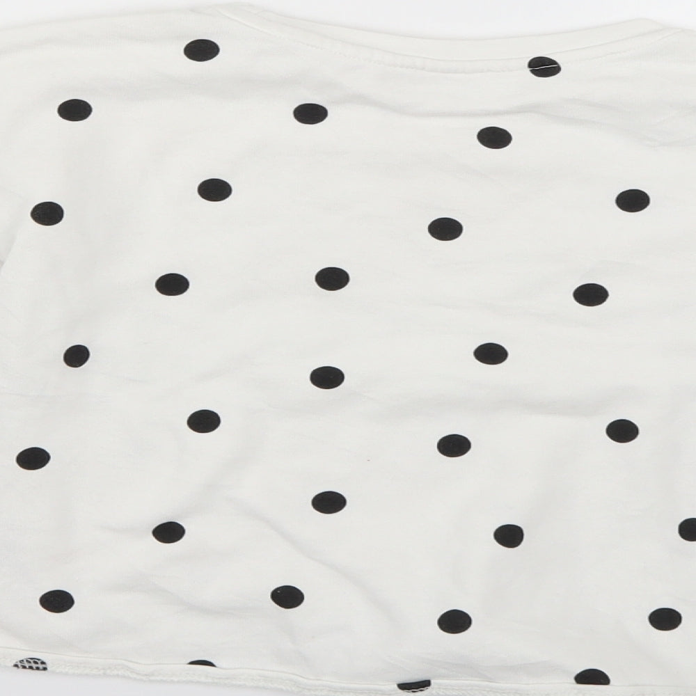 H&M Girls White Polka Dot Pullover Jumper Size 6-7 Years