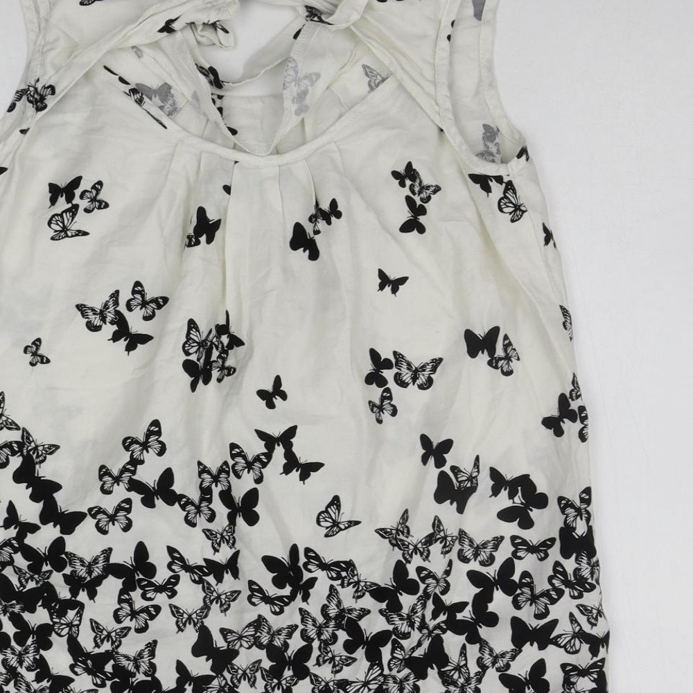 DROTHY PERKINS Womens White Geometric Basic Blouse Size 12