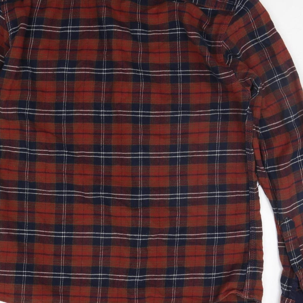 Select Womens Orange Check Basic Button-Up Size 8