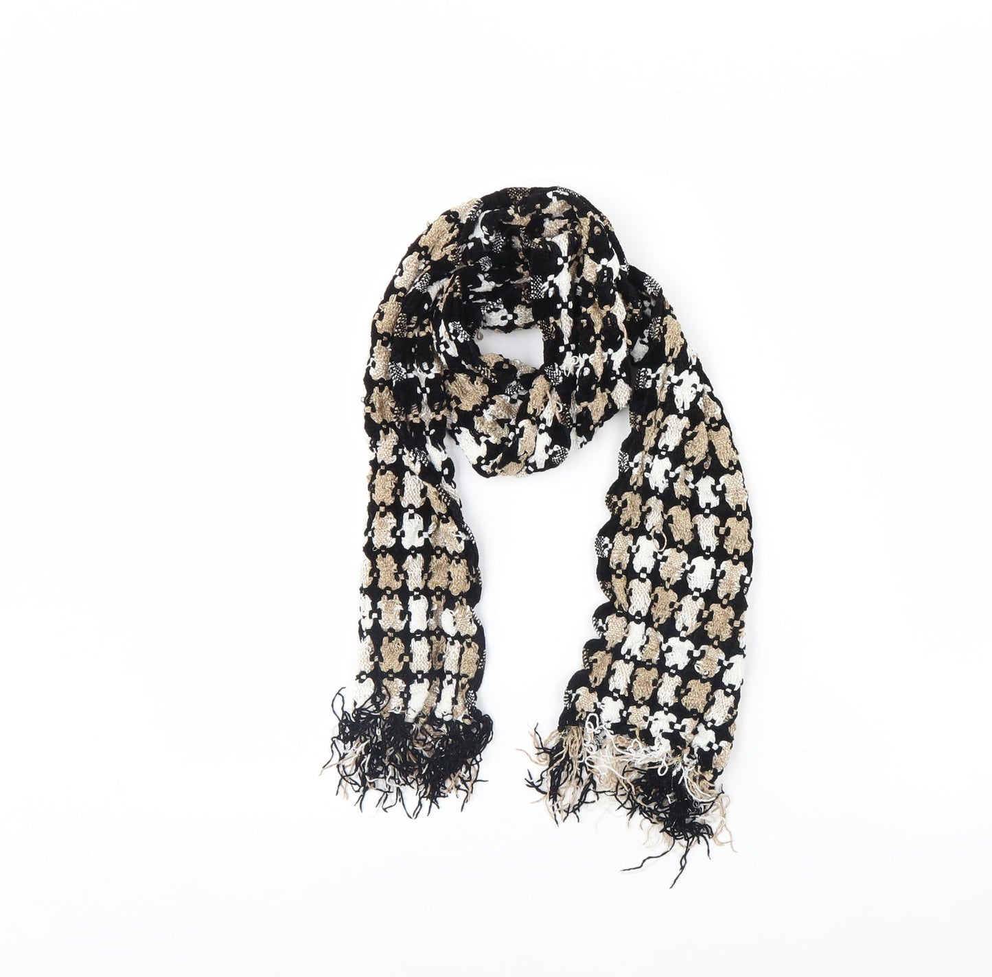 Preworn Womens Black Geometric Scarf