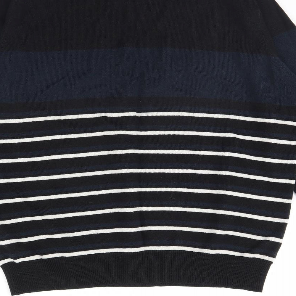 Cedarwood State Mens Black Striped Pullover Jumper Size M