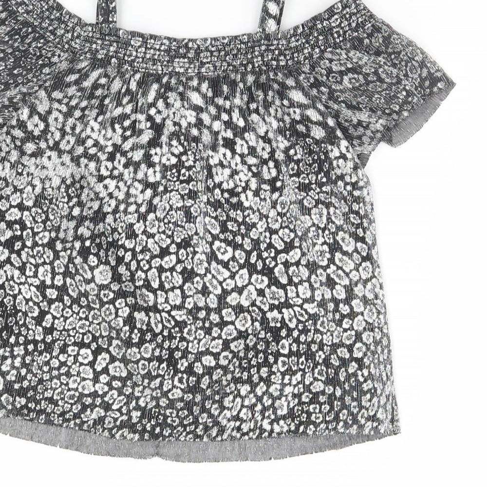 NEXT Girls Silver Animal Print Basic Blouse Size 7 Years