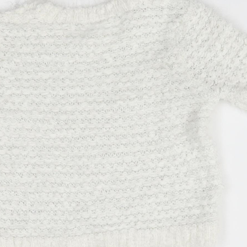 M&Co Girls White Pullover Jumper Size 5-6 Years