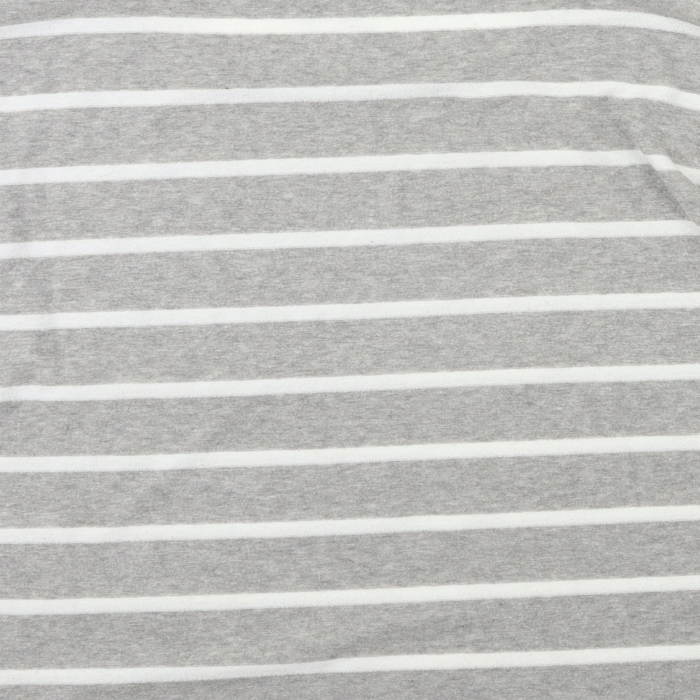 M&Co Womens Grey Striped Basic T-Shirt Size 12