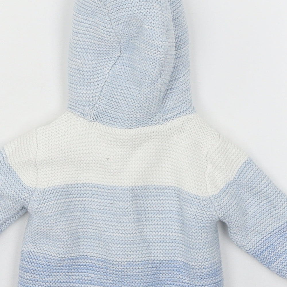 Mothercare Boys White Striped Knit Cardigan Jumper One Size
