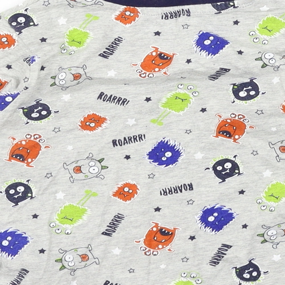 F&F Boys Grey Geometric Jersey Pyjama Top Size 2-3 Years - Monster