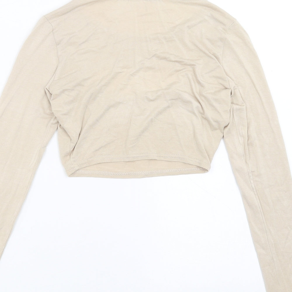 PRETTYLITTLETHING Womens Beige Cropped T-Shirt Size 6