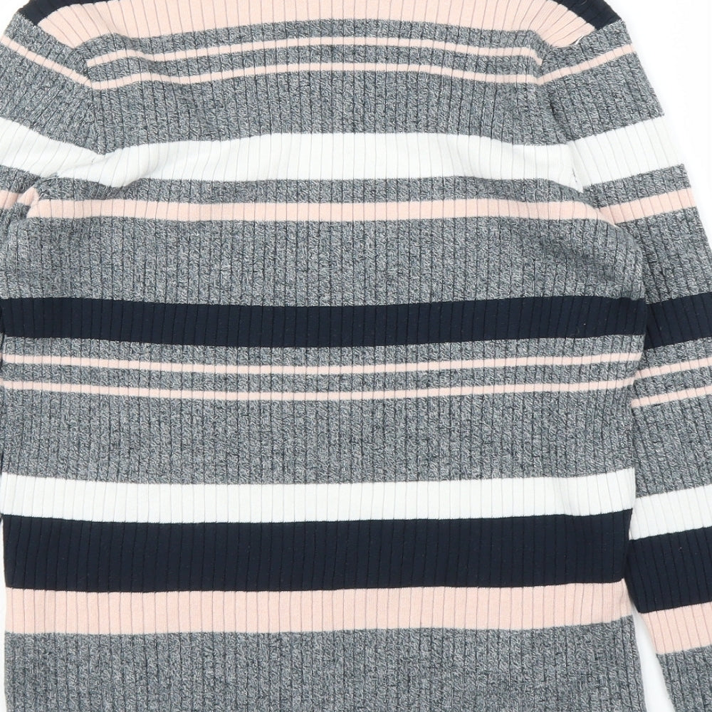 H&M Womens Pink Striped Pullover Jumper Size L