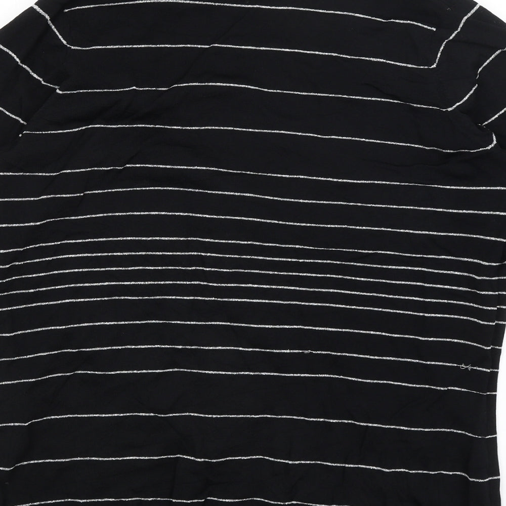 M&Co Womens Black Striped Pullover Jumper Size 18
