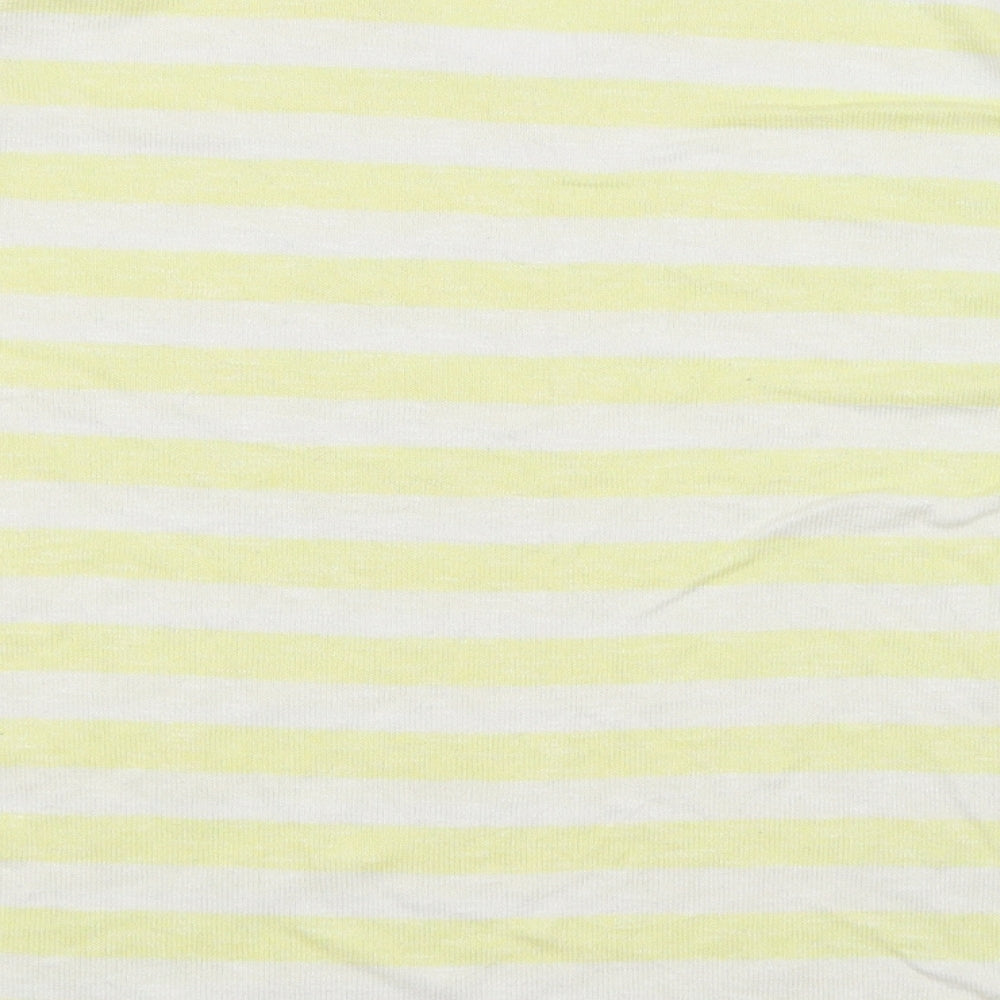Preworn Womens Yellow Striped Basic T-Shirt Size M