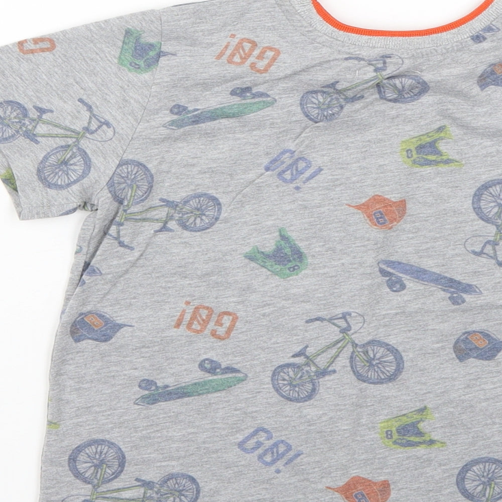 M&Co Boys Grey Geometric Basic T-Shirt Size 7-8 Years