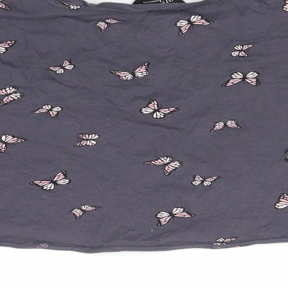 New Look Girls Grey Basic T-Shirt Size 10-11 Years - Butterfly print - cropped