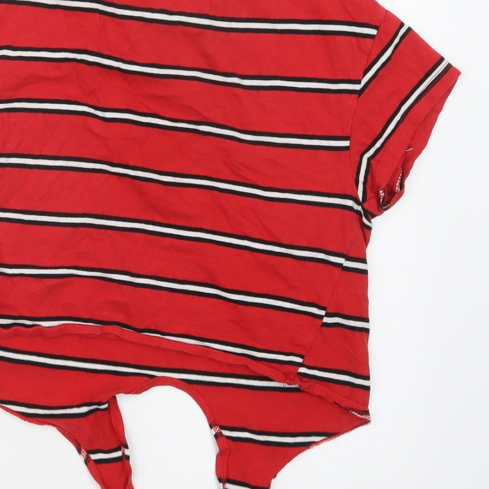 New Look Girls Red Striped Cropped T-Shirt Size 10-11 Years