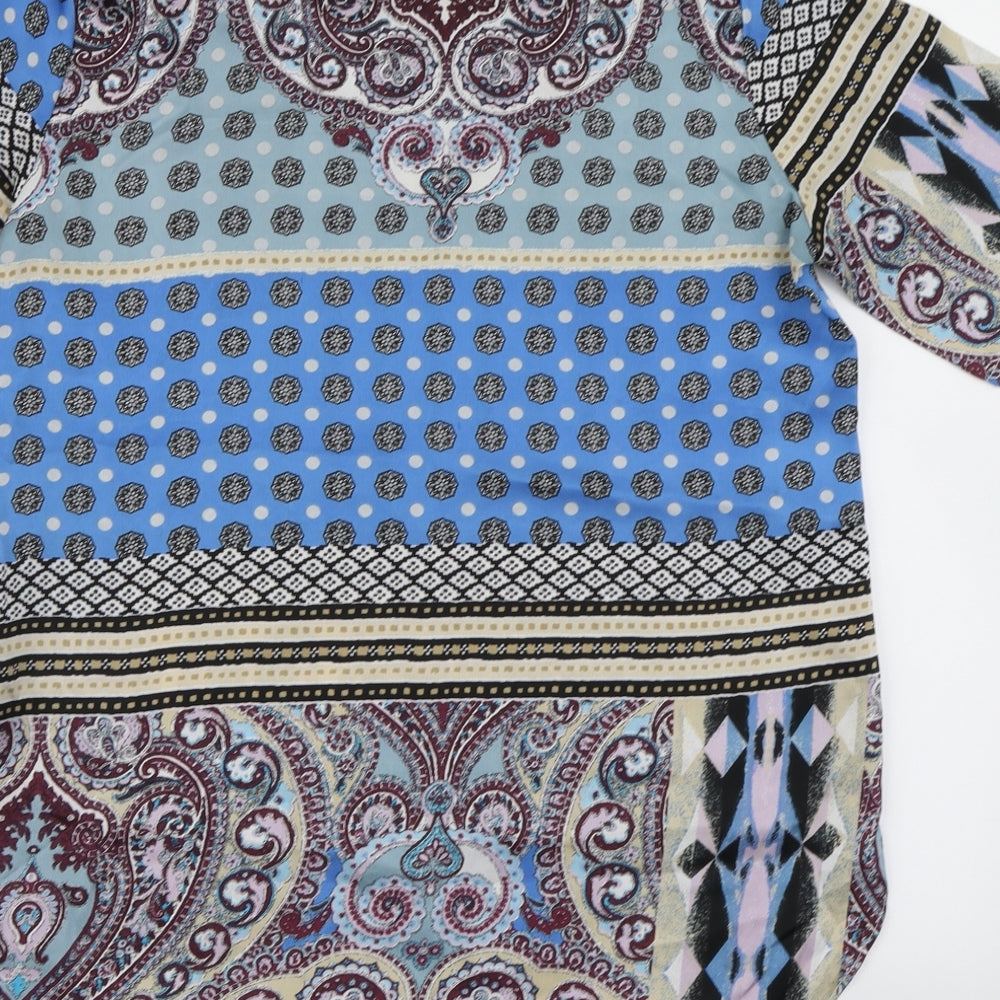 Missguided Womens Blue Paisley Basic Blouse Size 8