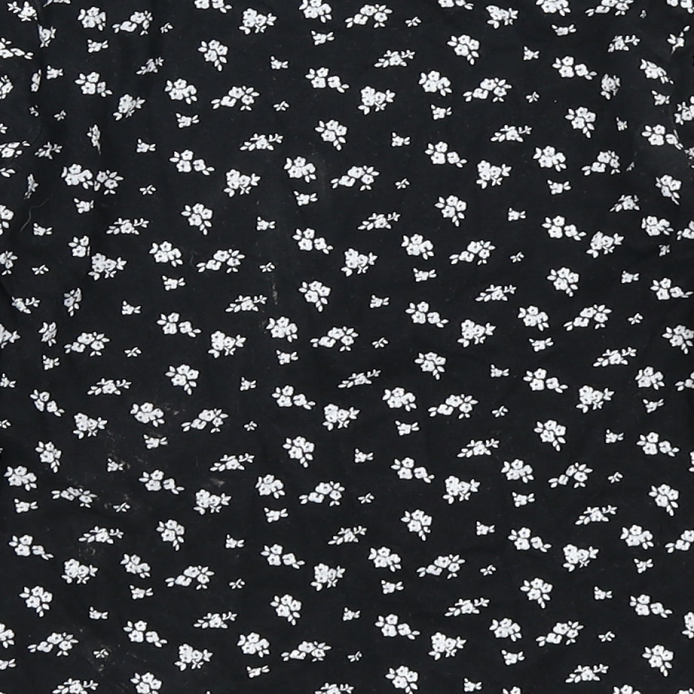 YD Girls Black Floral Basic T-Shirt Size 7-8 Years