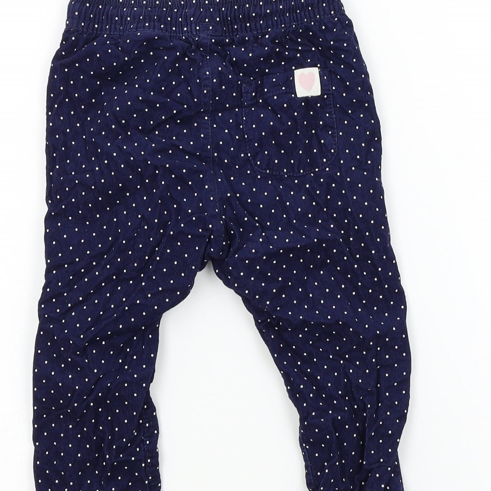 H&M Girls Blue Spotted Cargo Trousers Size 9 Months