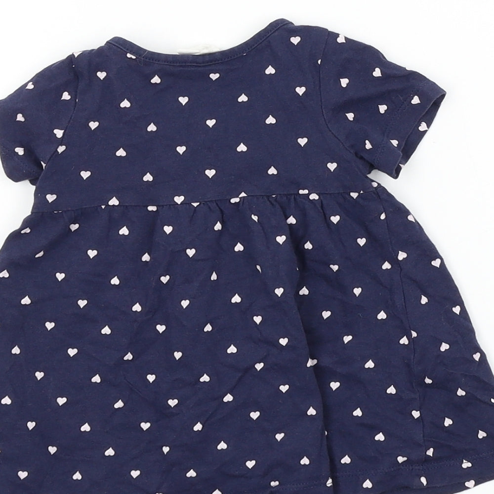 H&M Girls Blue Colourblock Basic T-Shirt Size 3-6 Months