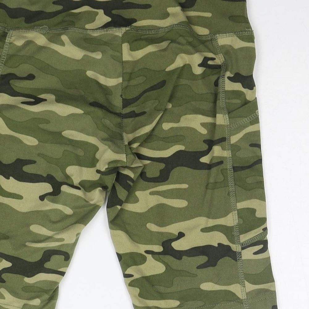saesa Womens Green Geometric Sweat Shorts Size S