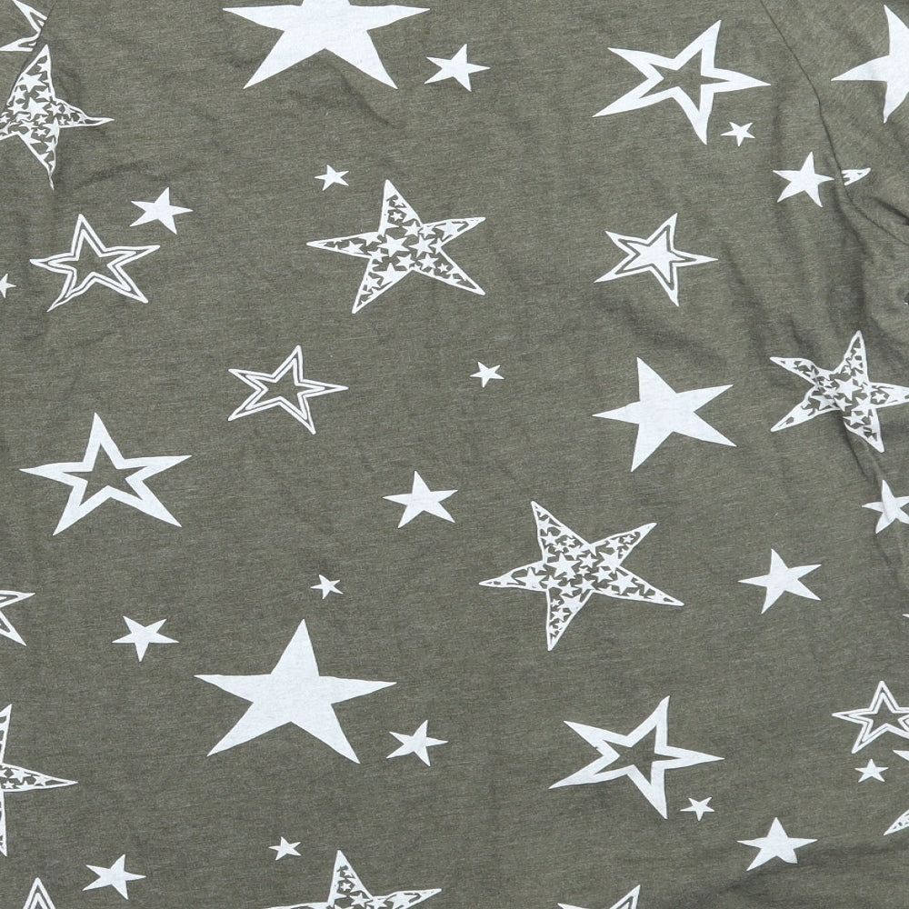 Very Womens Green Geometric Basic T-Shirt Size 12
