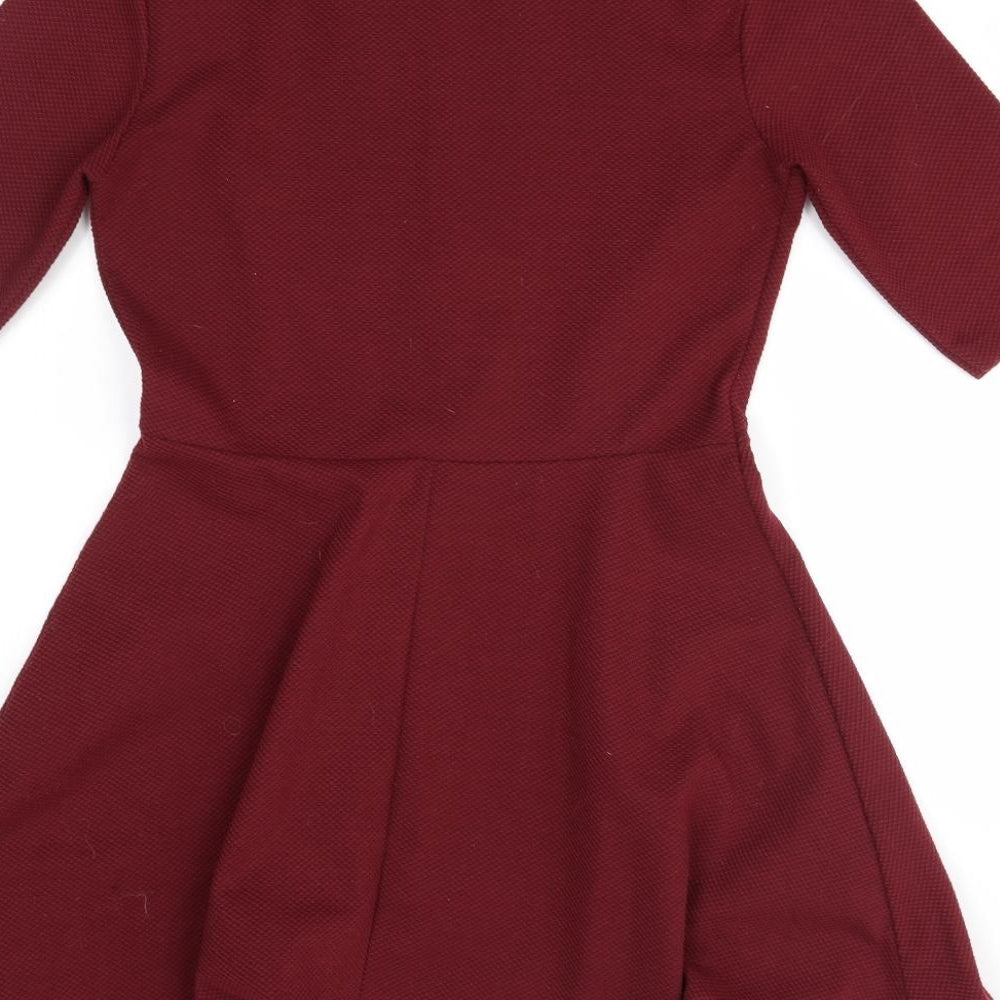 Topshop Womens Red Fit & Flare Size 10