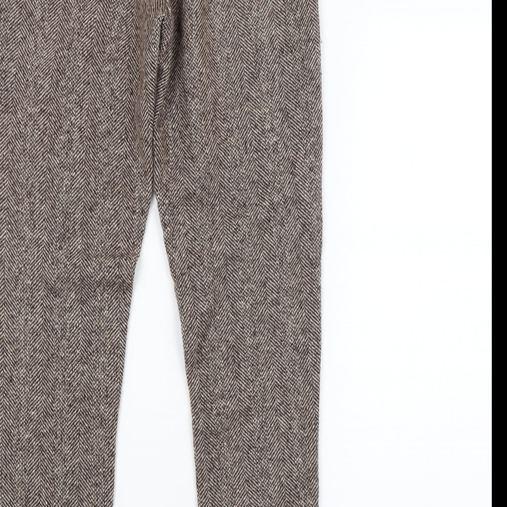 Javier Larrainzar Womens Brown Argyle/Diamond Trousers Size 10 L29 in