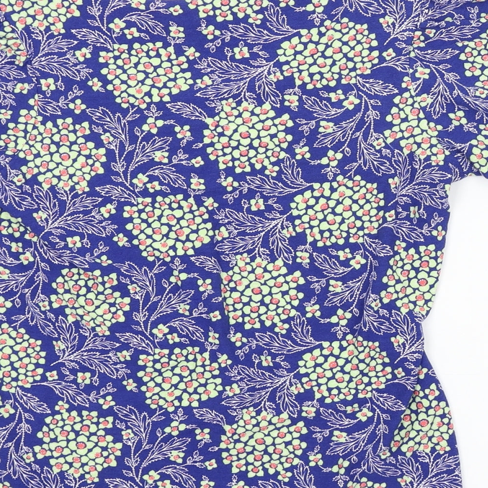 NEXT Womens Blue Floral Basic Blouse Size 8