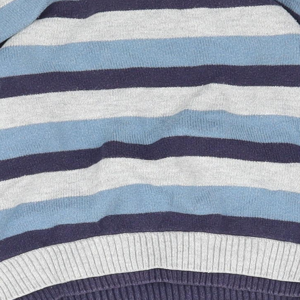 Preworn Boys Blue Striped Knit Pullover Jumper Size 9-12 Months - Rock Band
