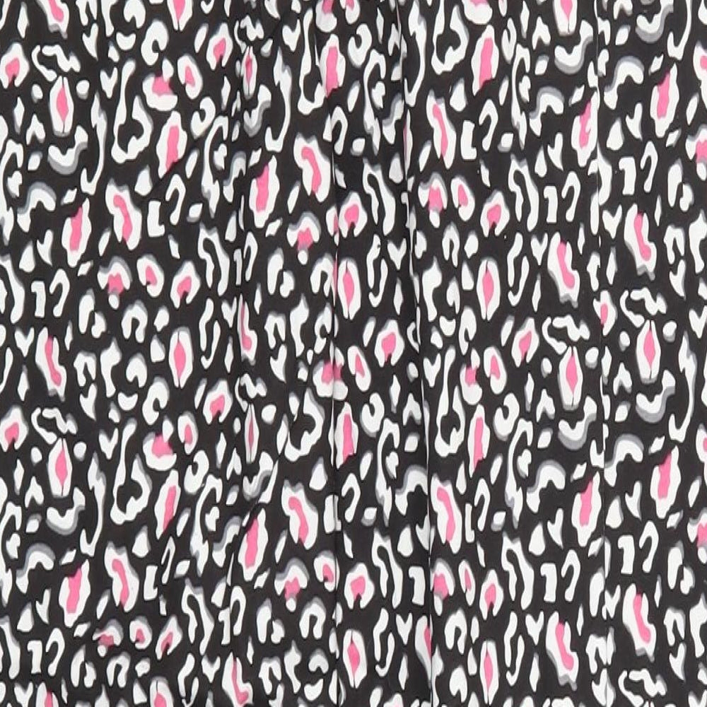 Preworn Womens Pink Animal Print Trousers Size L L30 in - Black and Pink Loungewear