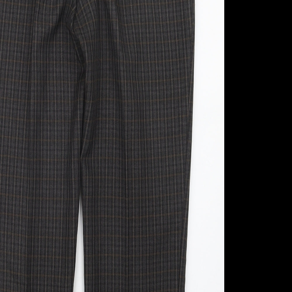 Marks and Spencer Womens Brown Check Trousers Size 16 L28 in