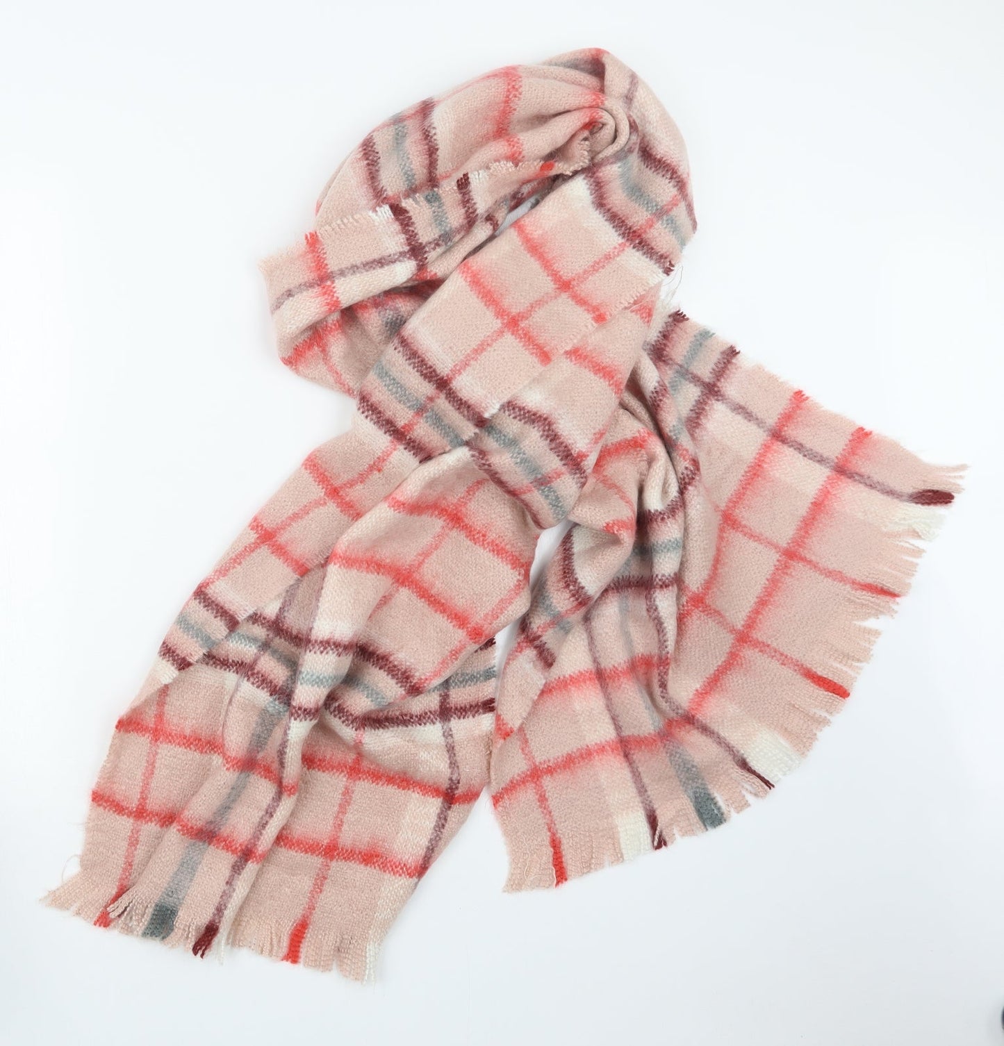 Preworn Womens Pink Check Knit Scarf