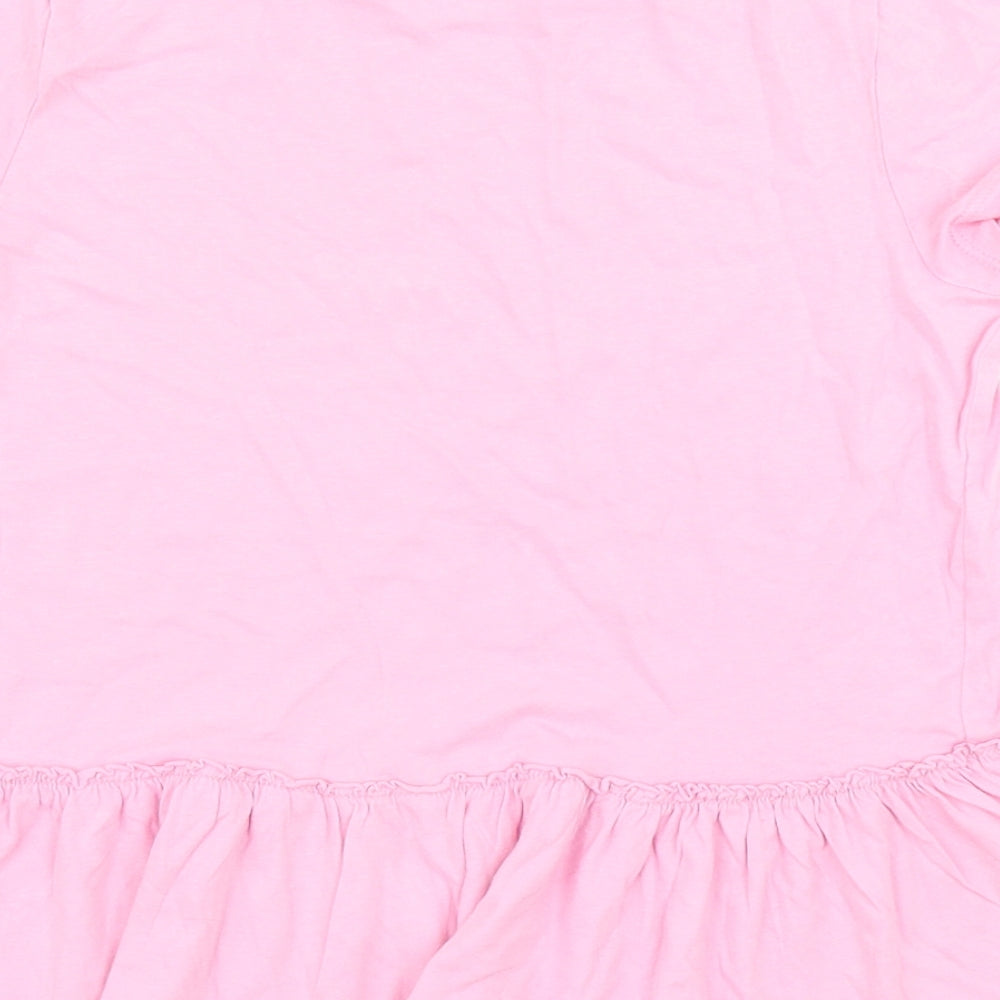 H&M Girls Pink Basic T-Shirt Size 9-10 Years - Peplum