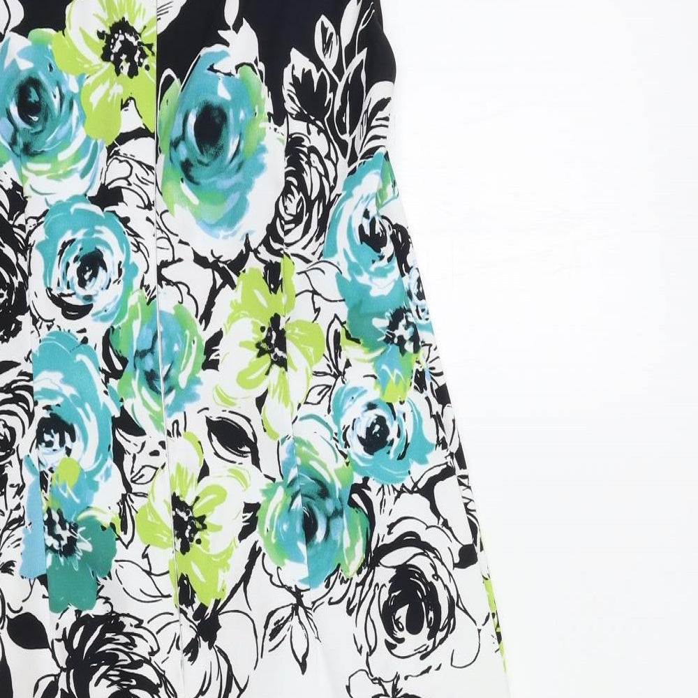Connected Womens White Floral A-Line Size 10