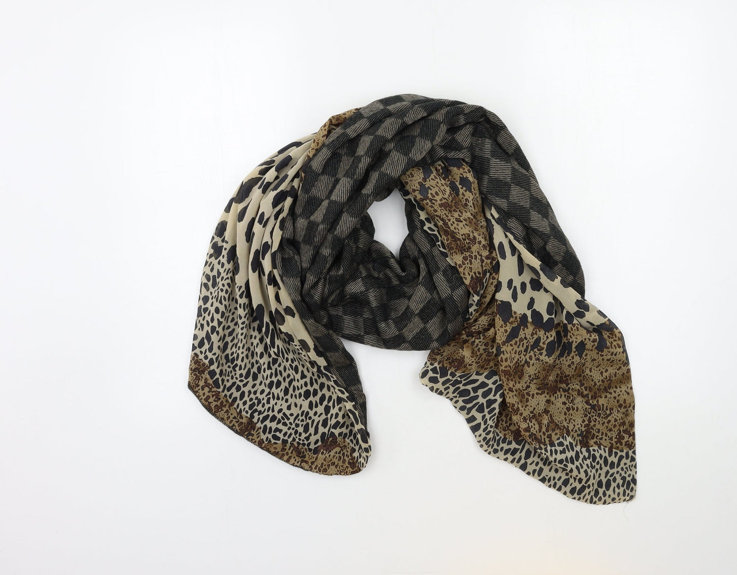 Preworn Womens Beige Animal Print Scarf