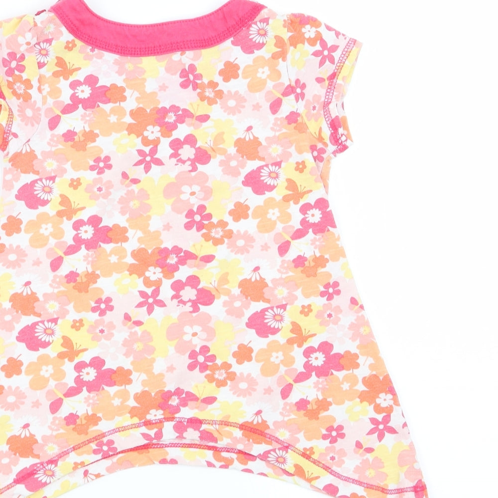 Preworn Girls Multicoloured Floral Basic T-Shirt Size 2 Years