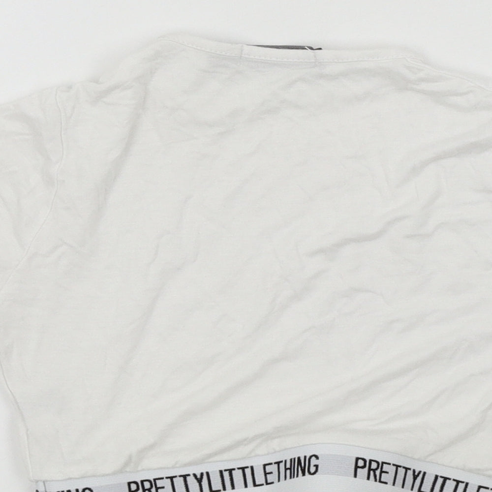 PRETTYLITTLETHING Womens Silver Colourblock Basic T-Shirt Size 4