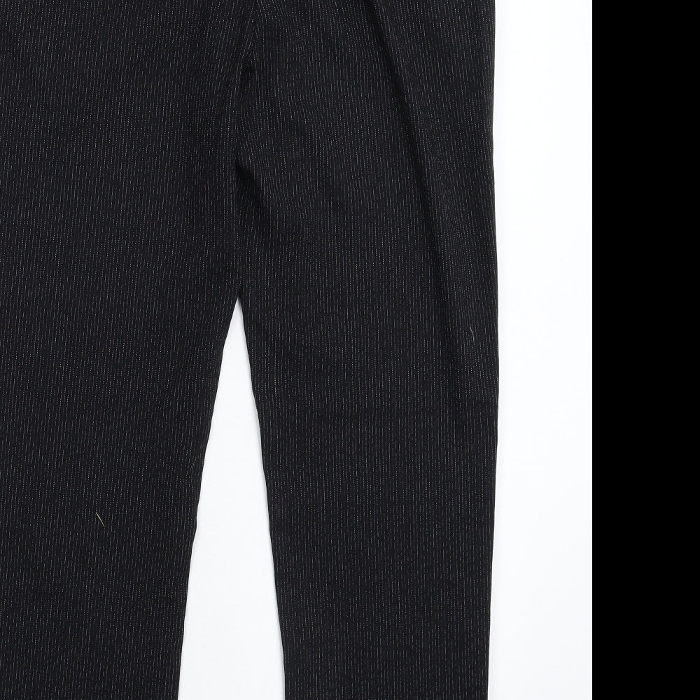 Next Womens Black Striped Dress Pants Trousers Size 10 L25 in