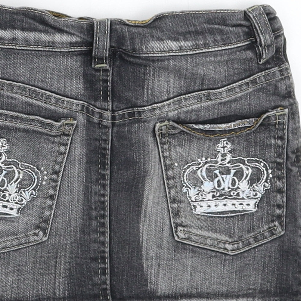 Preworn Girls Grey Denim Mini Skirt Size 6 Years