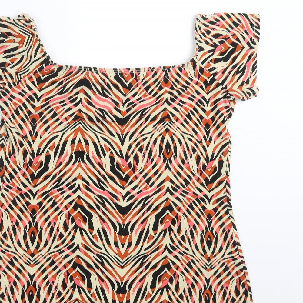 Dorothy Perkins Womens Multicoloured Geometric Basic T-Shirt Size 12