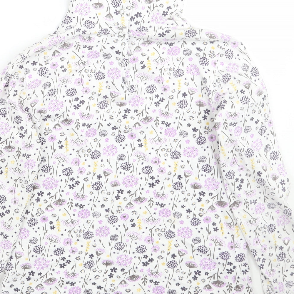 hullabaloo Girls White Floral Basic T-Shirt Size 9-10 Years