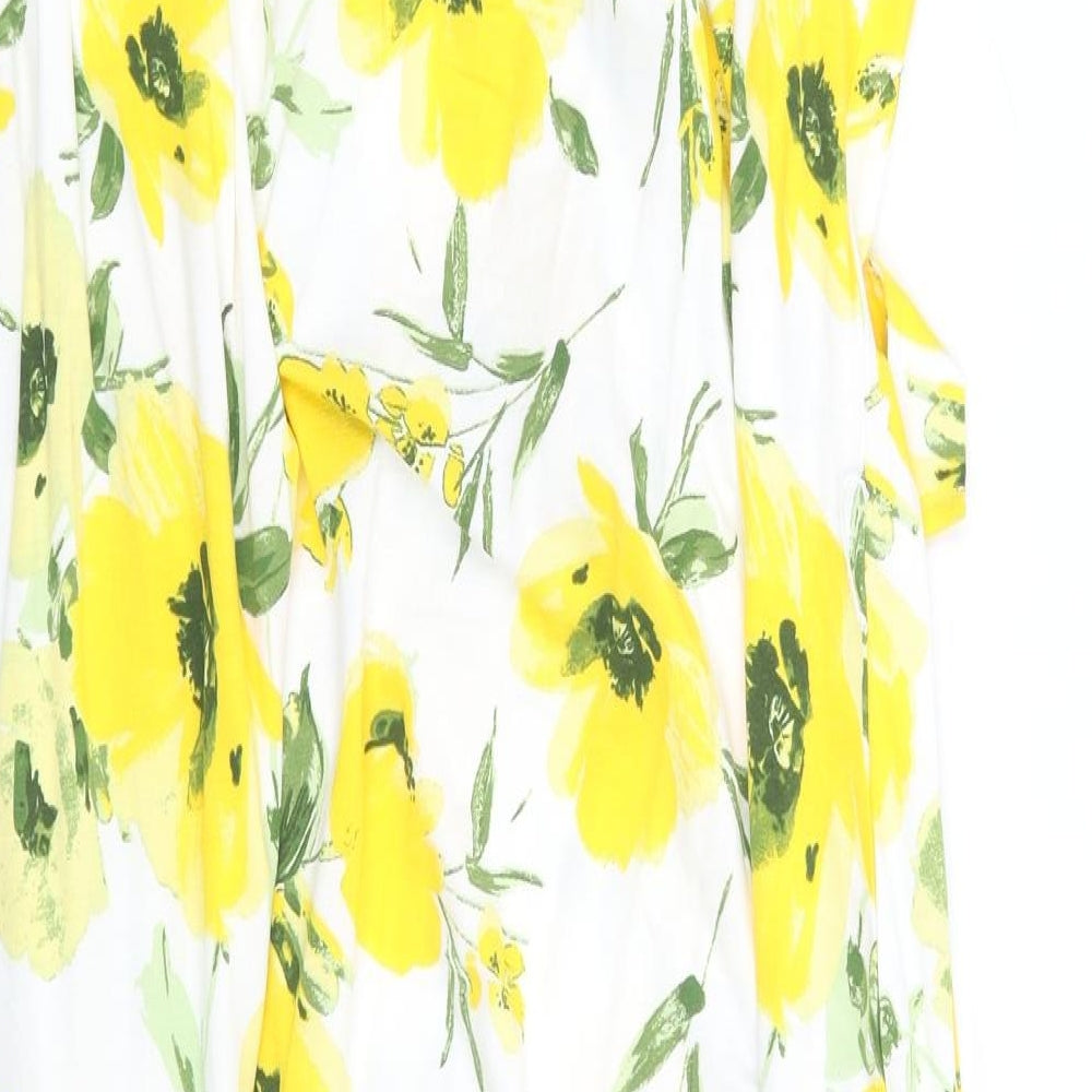 Bonmarché Womens White Floral A-Line Size 22