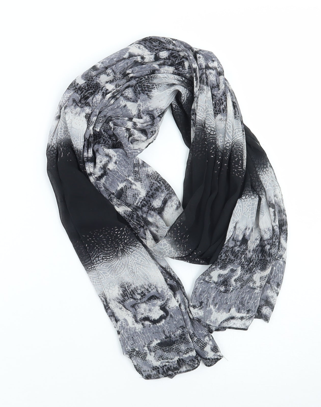 Preworn Womens Black Animal Print Scarf