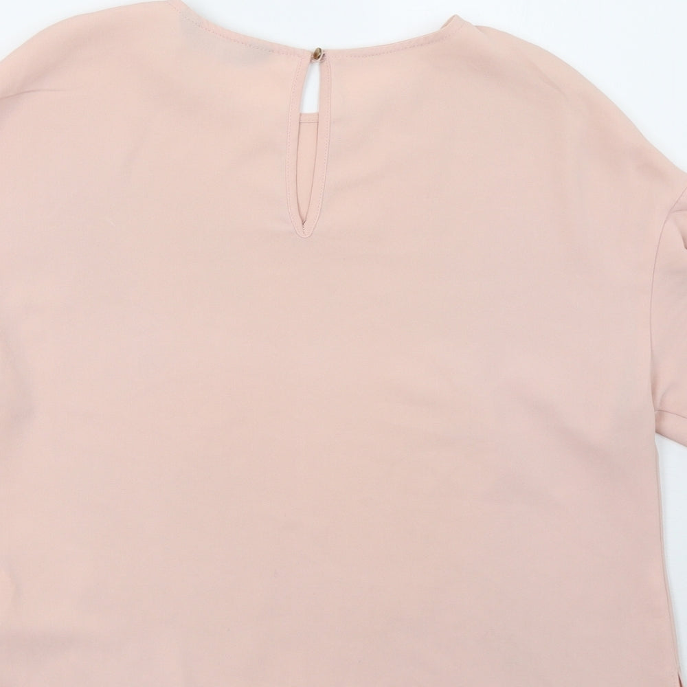F&F Womens Pink Basic T-Shirt Size 8 - frill arms