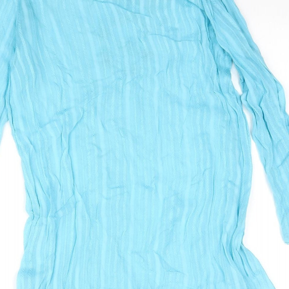 WOW Womens Blue Basic Blouse Size S - Tie Detail