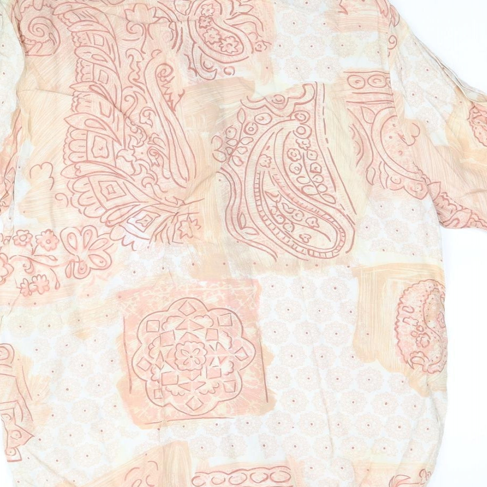 Preworn Womens Beige Paisley Basic Button-Up Size 14