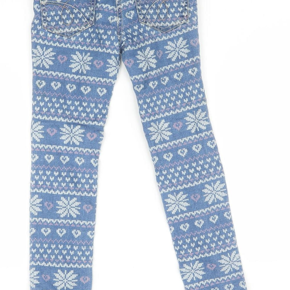 NEXT Girls Blue Fair Isle Skinny Jeans Size 9 Months
