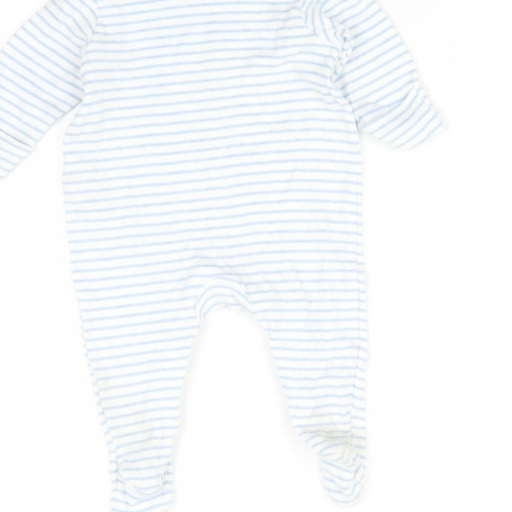 Marks & Spencer Baby Blue Striped Babygrow One-Piece Size 0-3 Months - tatty teddy