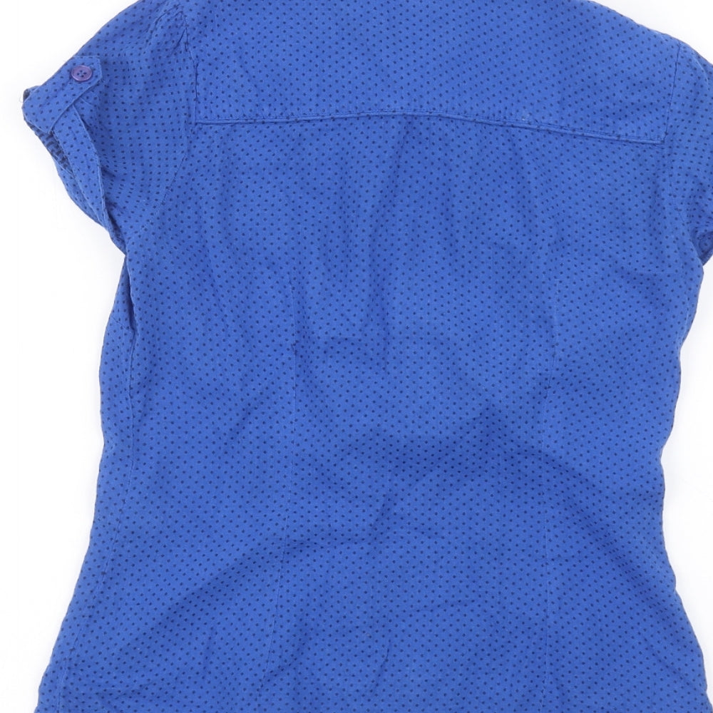 H&M Womens Blue Polka Dot Basic Button-Up Size 6