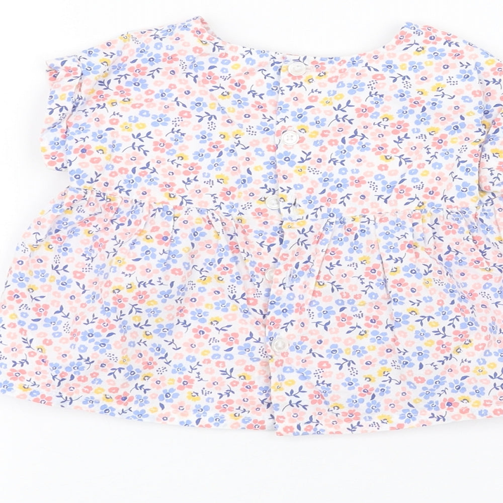 TEX Baby White Floral Basic T-Shirt Size 9-12 Months