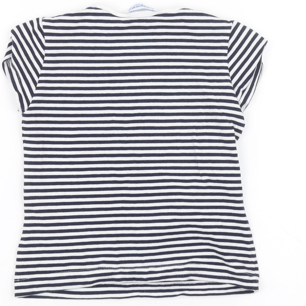Mayoral Girls White Striped Basic T-Shirt Size 6 Years