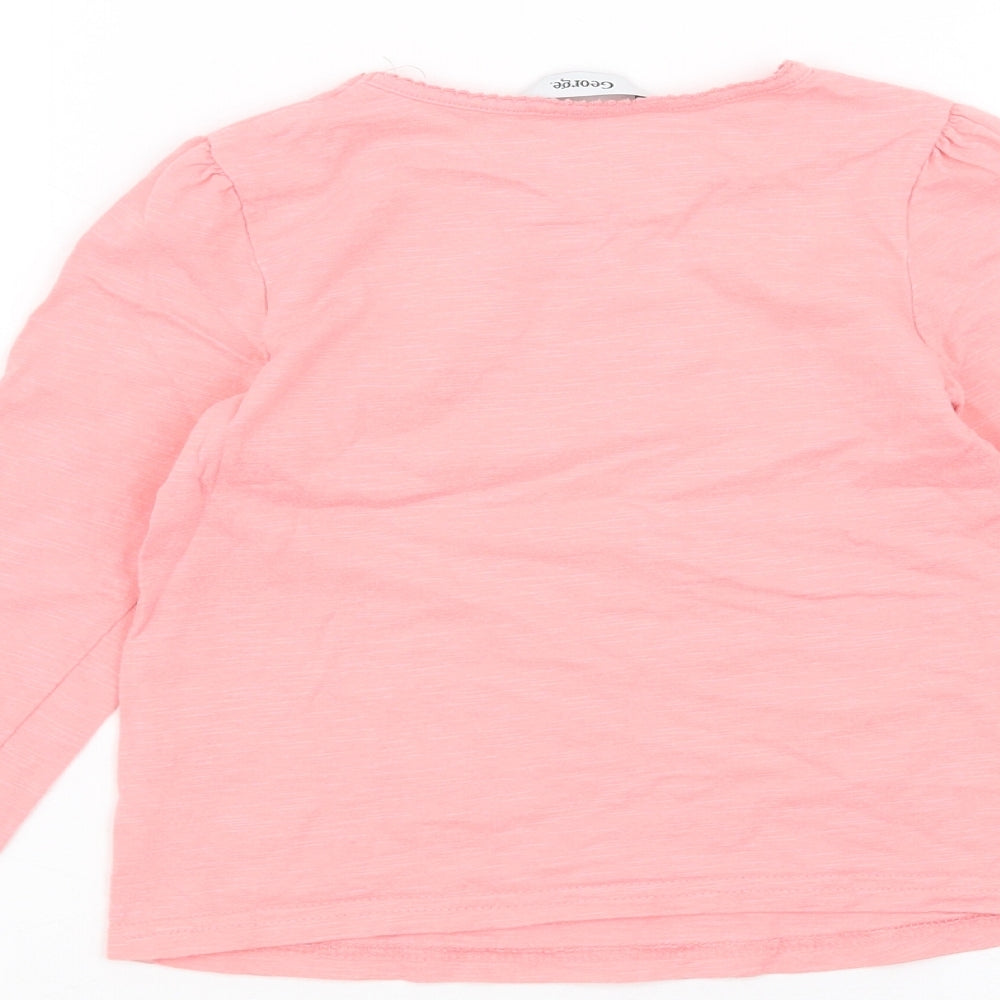 George Girls Pink Basic T-Shirt Size 3-4 Years